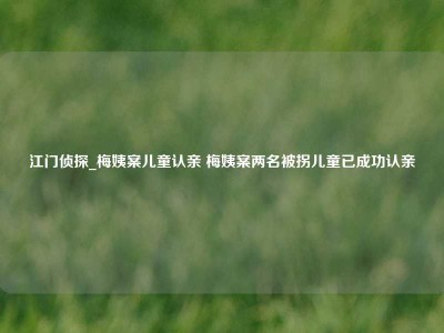 江门侦探_梅姨案儿童认亲 梅姨案两名被拐儿童已成功认亲